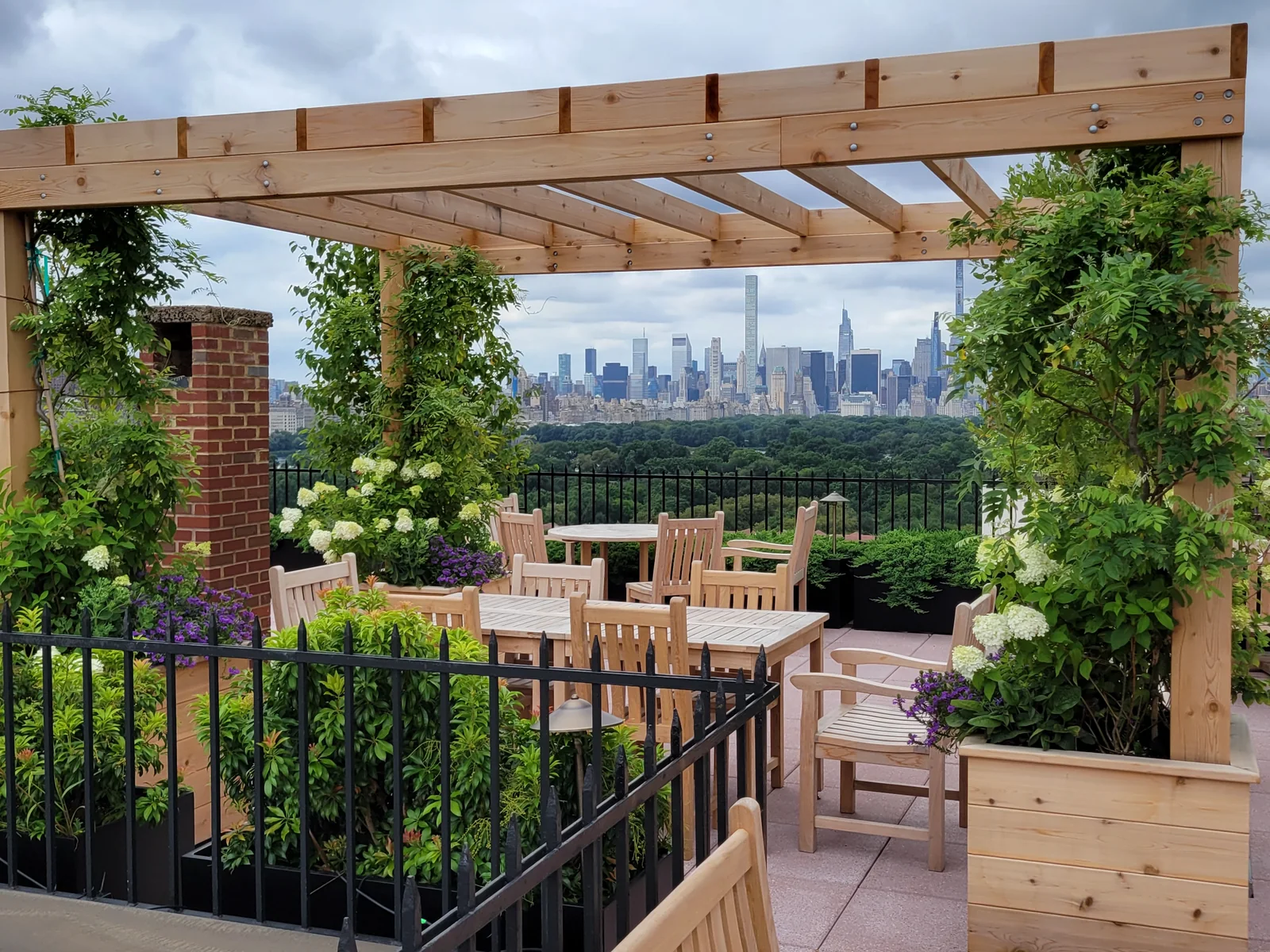 Central Park terrace with structured planters